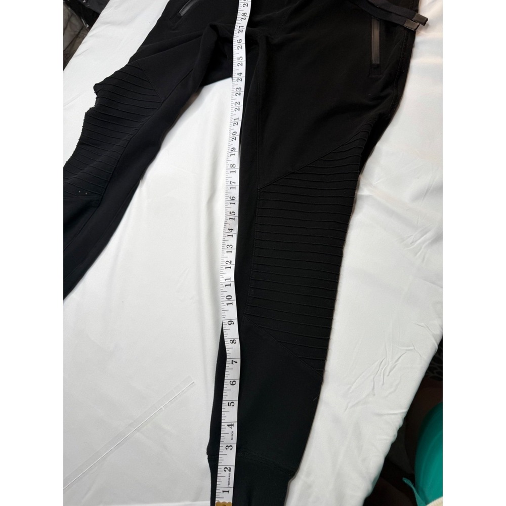 Alo Yoga Moto Jogger Pants Womens XS Black Ribbed Zip Pockets Drawstring Lounge - Picture 10 of 12